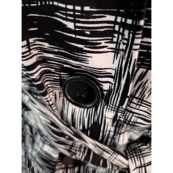 Talie Trench Coat Women's M NEW Tags Black White Geometric Belted Pockets Career - Picture 4 of 12